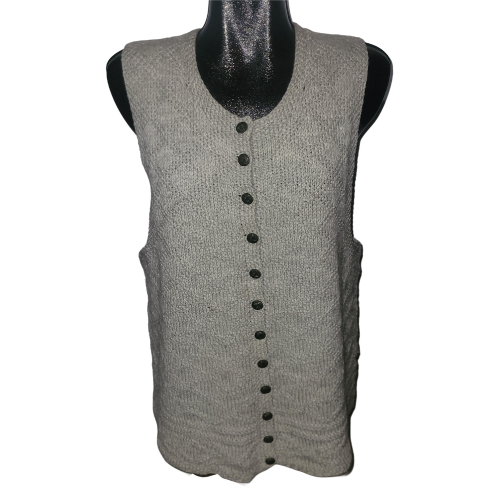 Handmade Knit Button Up Sweater Vest In A Tan Color